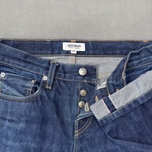 Buck Mason Jeans Mens 28 Blue Selvedge Slim Fit Button‎ Fly Cotton USA Raw Denim